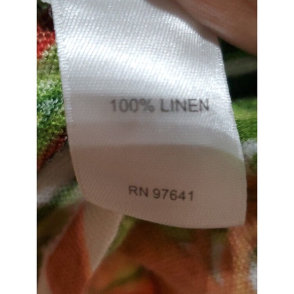 J. Jill Womens Multicolor Floral 100% Linen Round Neck Short Sleeve Top Blouse M - Picture 9 of 13